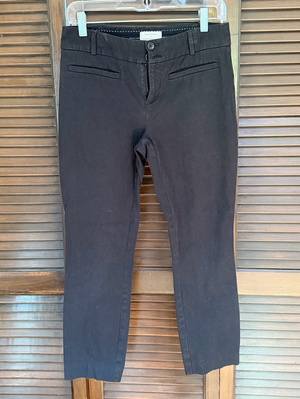 Anthropologie The Essential Slim Black Pants Cropped